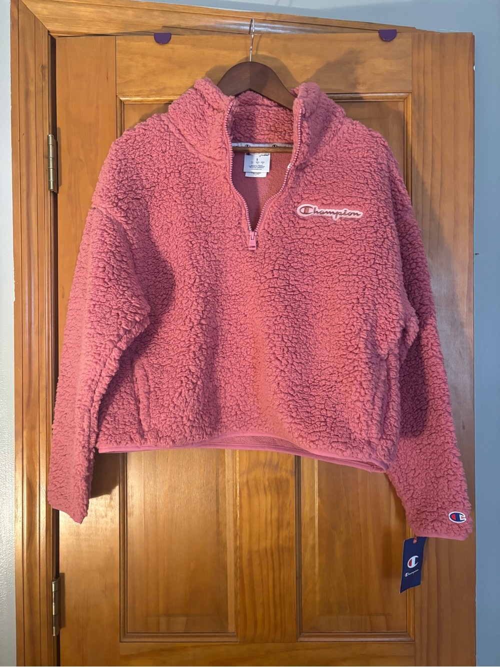 Champion Rose Pink Sherpa Quarter-Zip Pullover